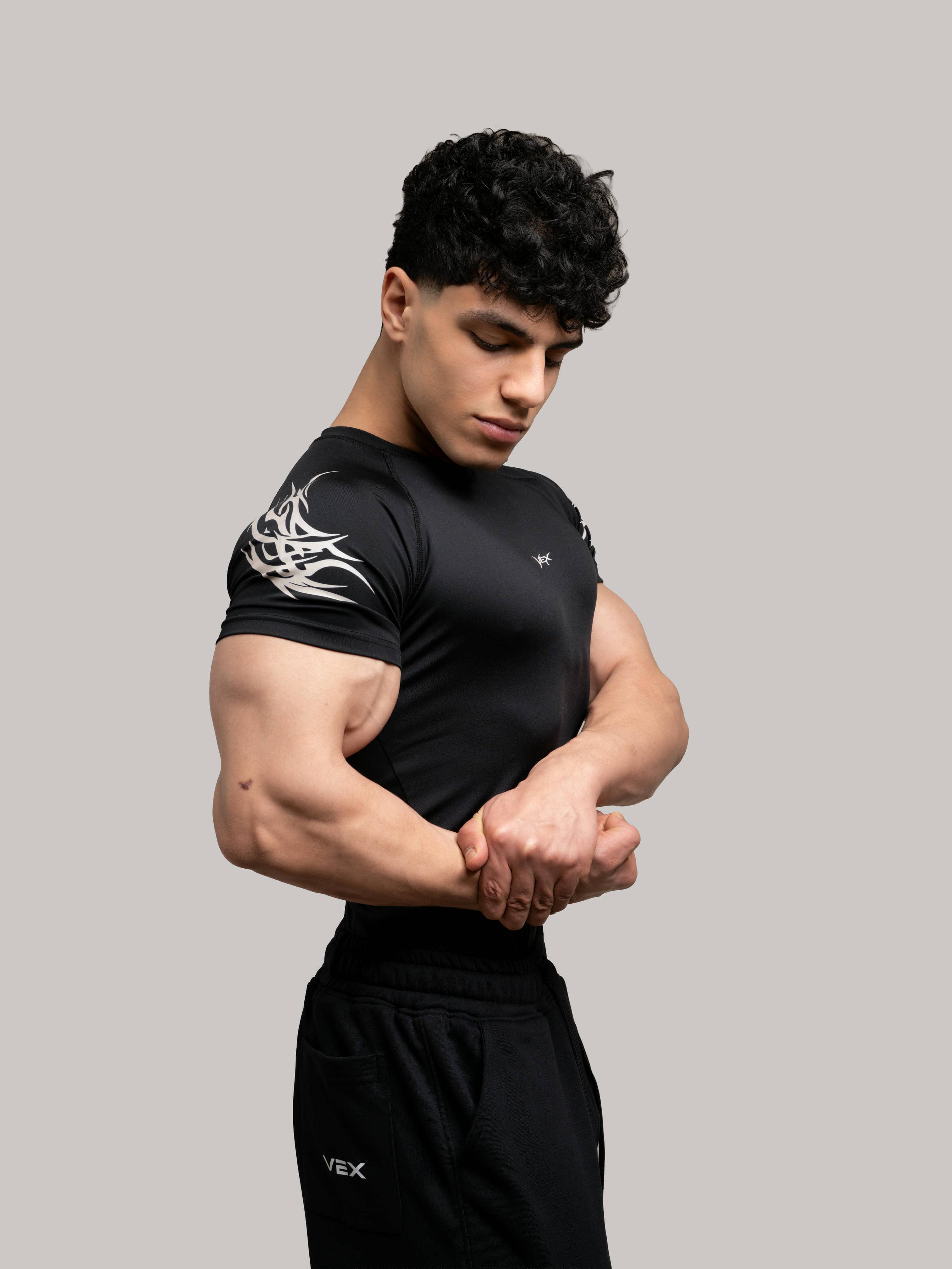 VEX ATHLETIC COMPRESSION TEE-BLACK