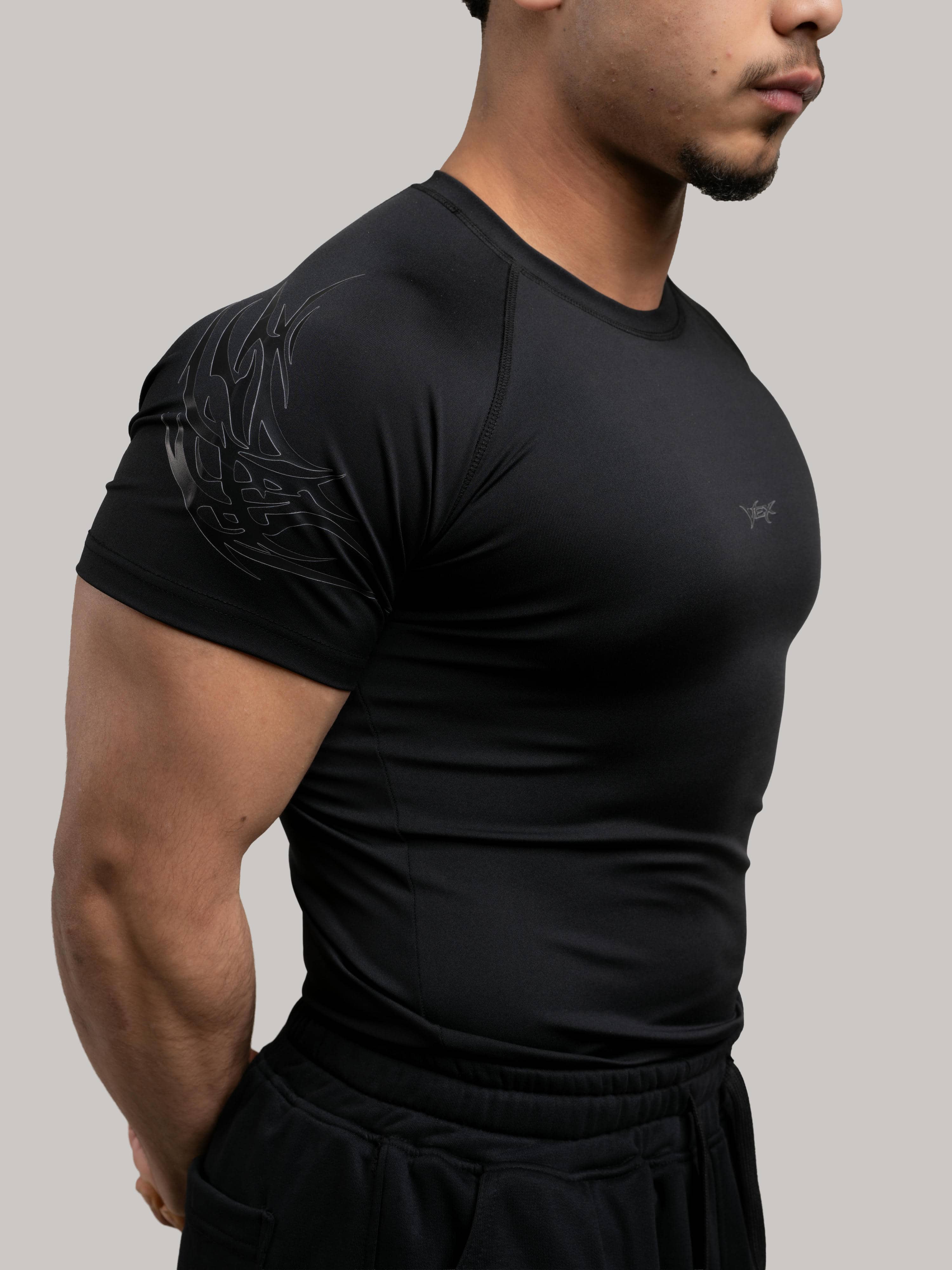 VEX ATHLETIC COMPRESSION TEE-BLACK