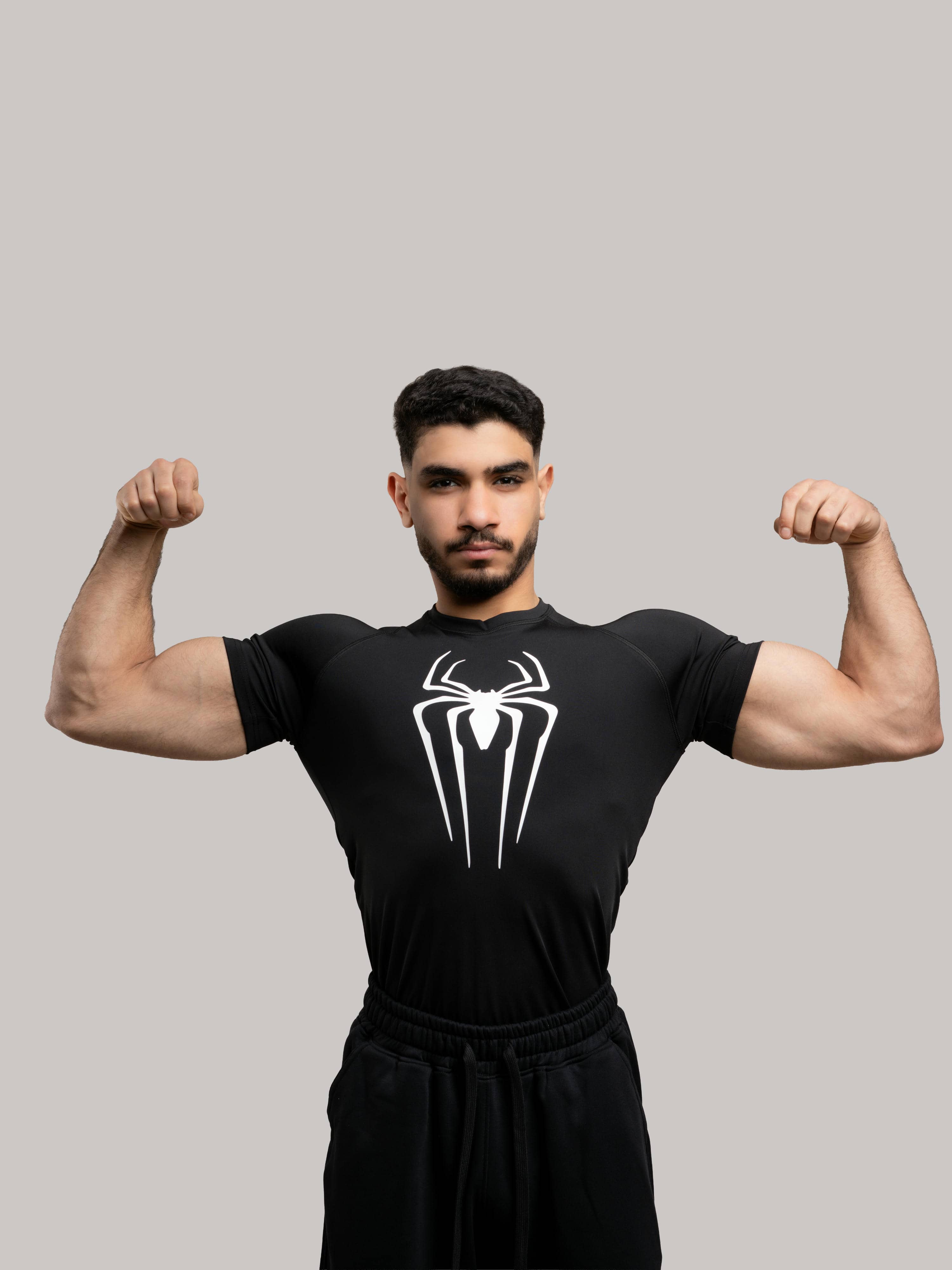 BLACK COMPRESSION TEE-SPIDER MAN