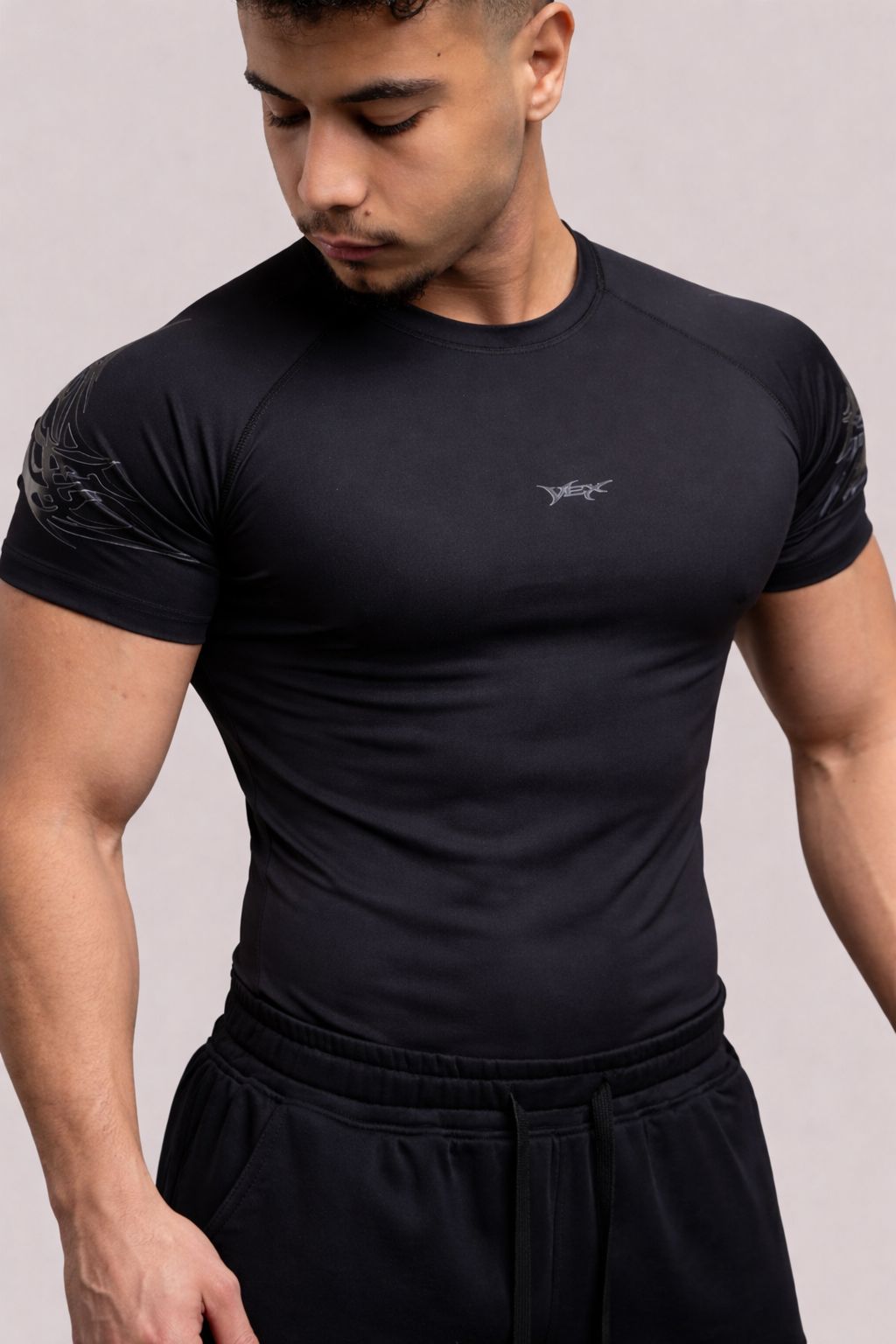 VEX ATHLETIC COMPRESSION TEE-BLACK